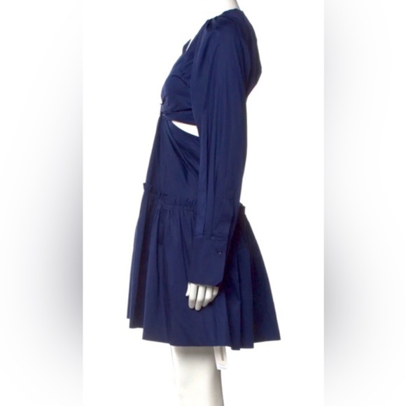 Jason Wu Navy Blue Long Sleeve Cutout Knot Fit & Flare Dress Size large brandnew - Picture 1 of 9